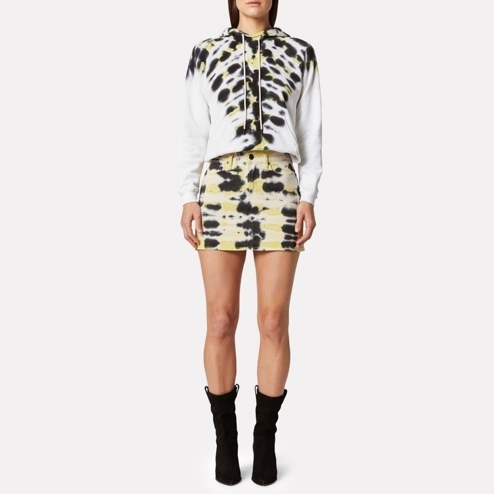 Hudson (SAMPLE) yellow black tie dye Viper denim mini skirt